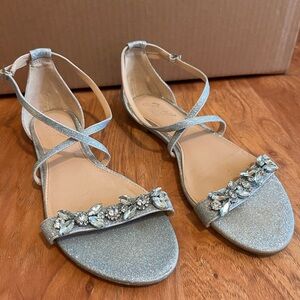 Jewel Badgley Mischka Glittering Silver Sandals
